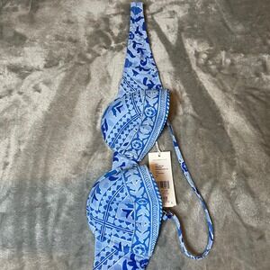Vineyard Vines Calm Water Push Up Bikini Top Blue Adjustable Straps Small